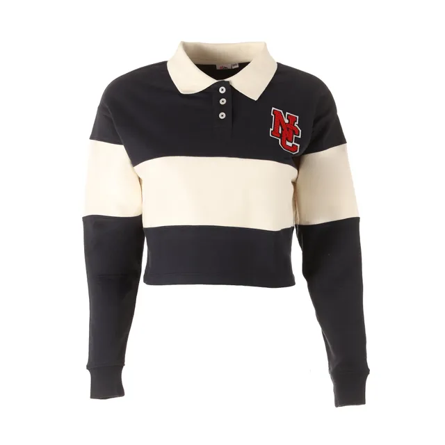 Polo rayé bleu foncé haut femme taille L coton