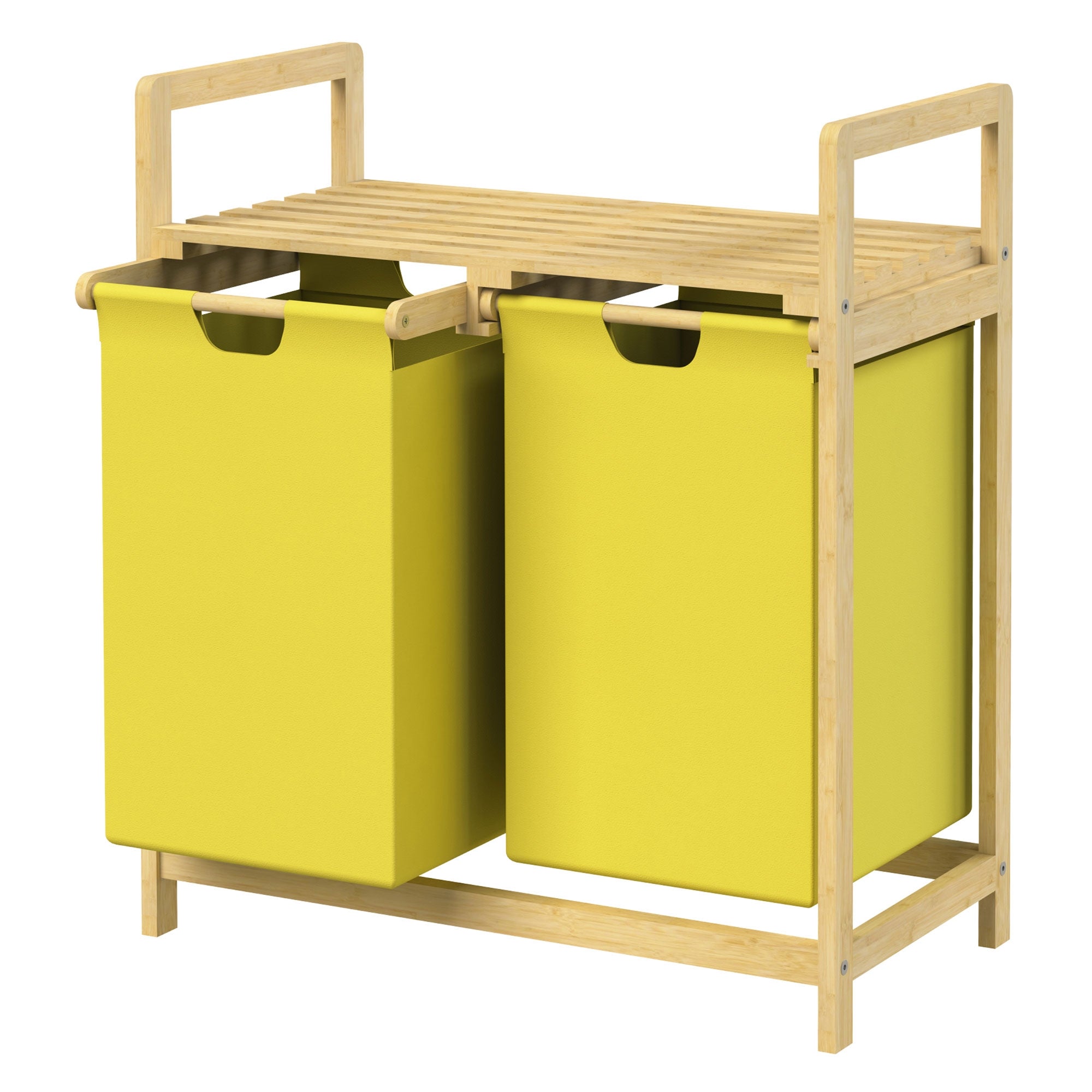 ECD Germany Möbel panier linge bambou 2x30L bleu foncé