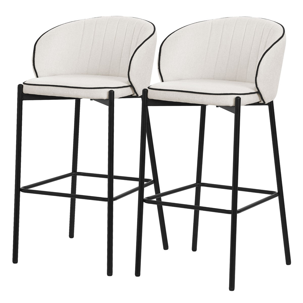 ECD Germany ML-Design Lot 2 tabourets de bar beiges tissu