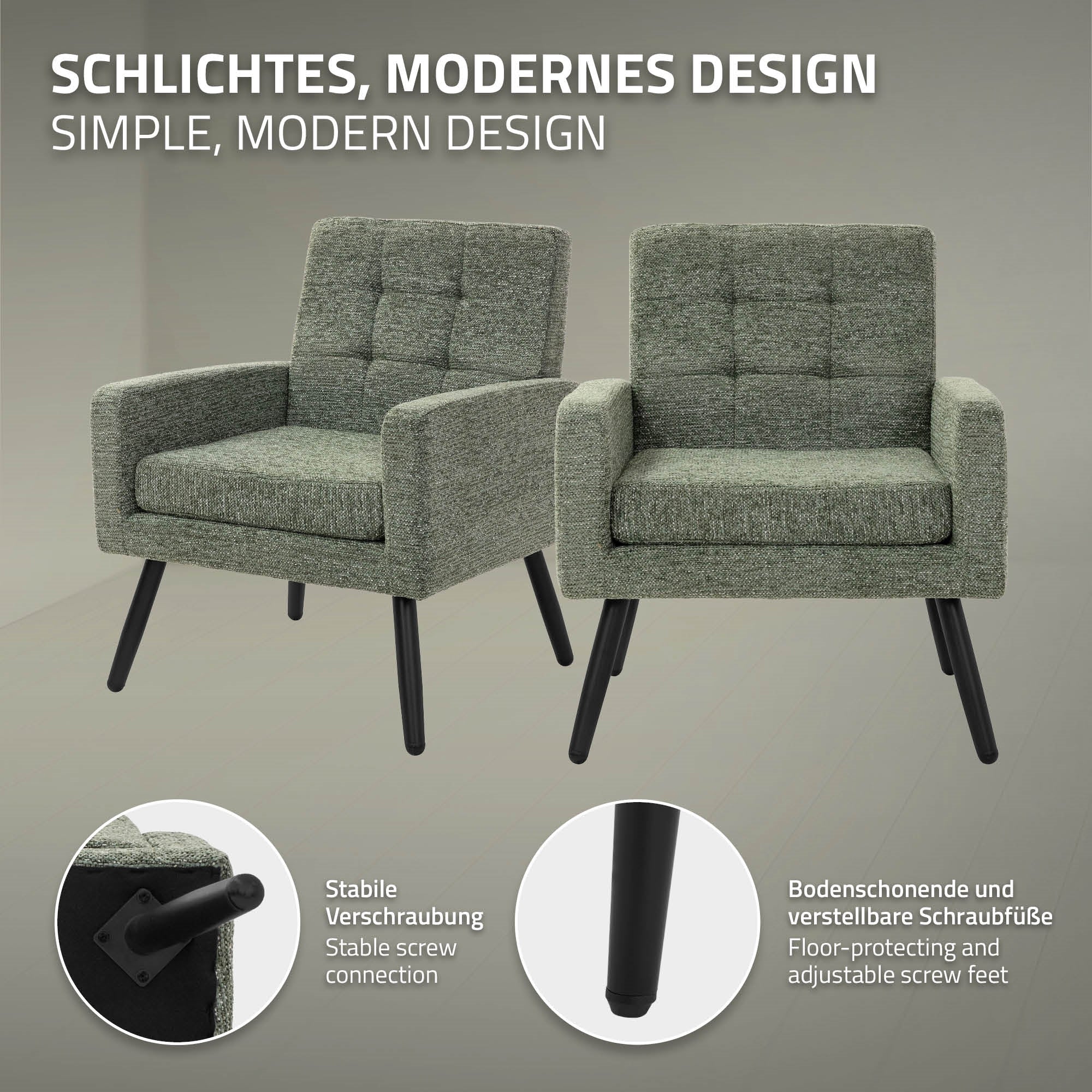 ML-Design fauteuil vert 66,5x80x63,5 cm tissu relax