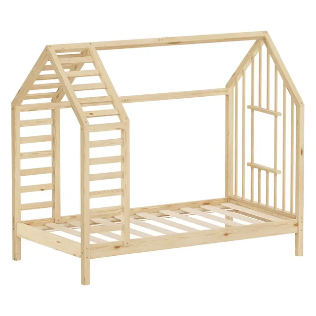 ECD Germany Kinder lit cabane nature 80x160 cm pin