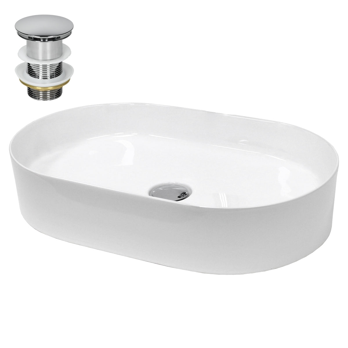 ECD Germany Sanitär vasque lavabo céramique blanc 60 cm + bonde