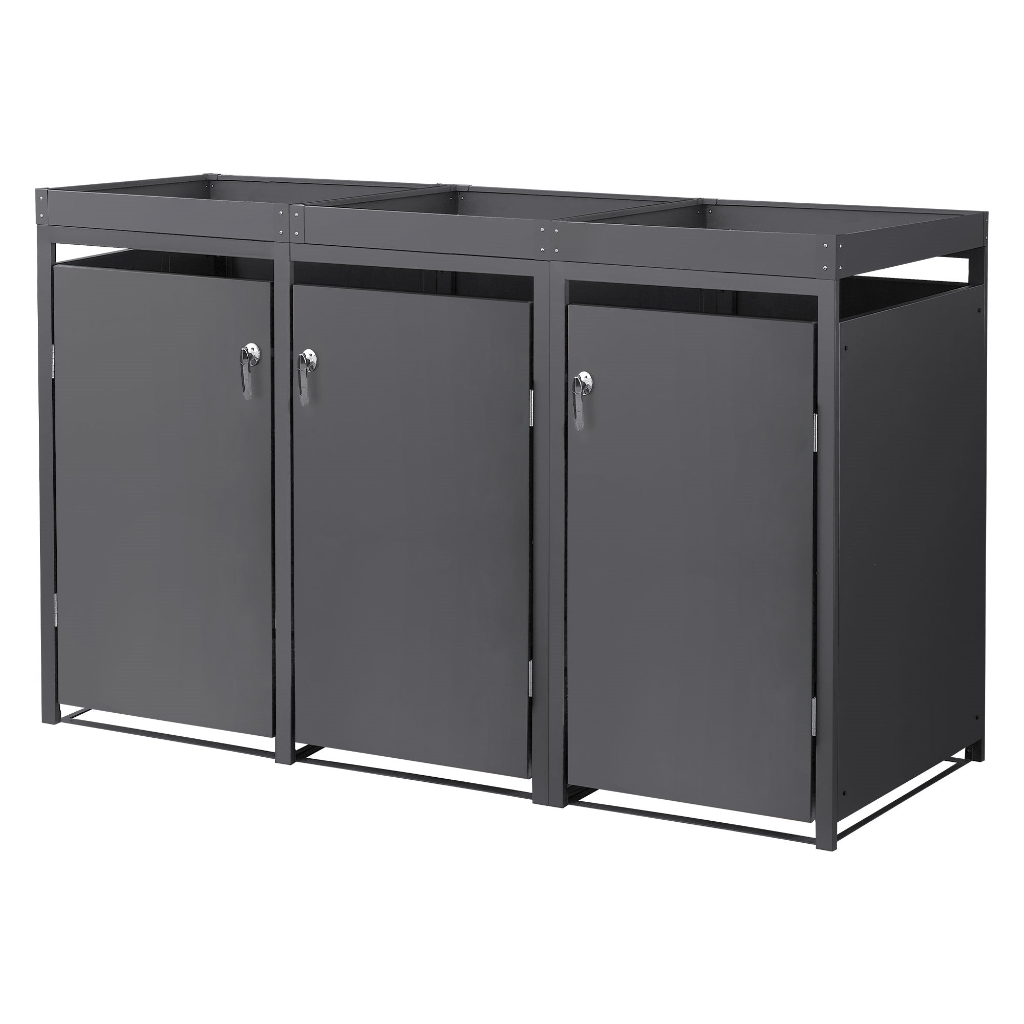 ECD Germany Garten cache poubelle 3x240L anthracite toit plantes