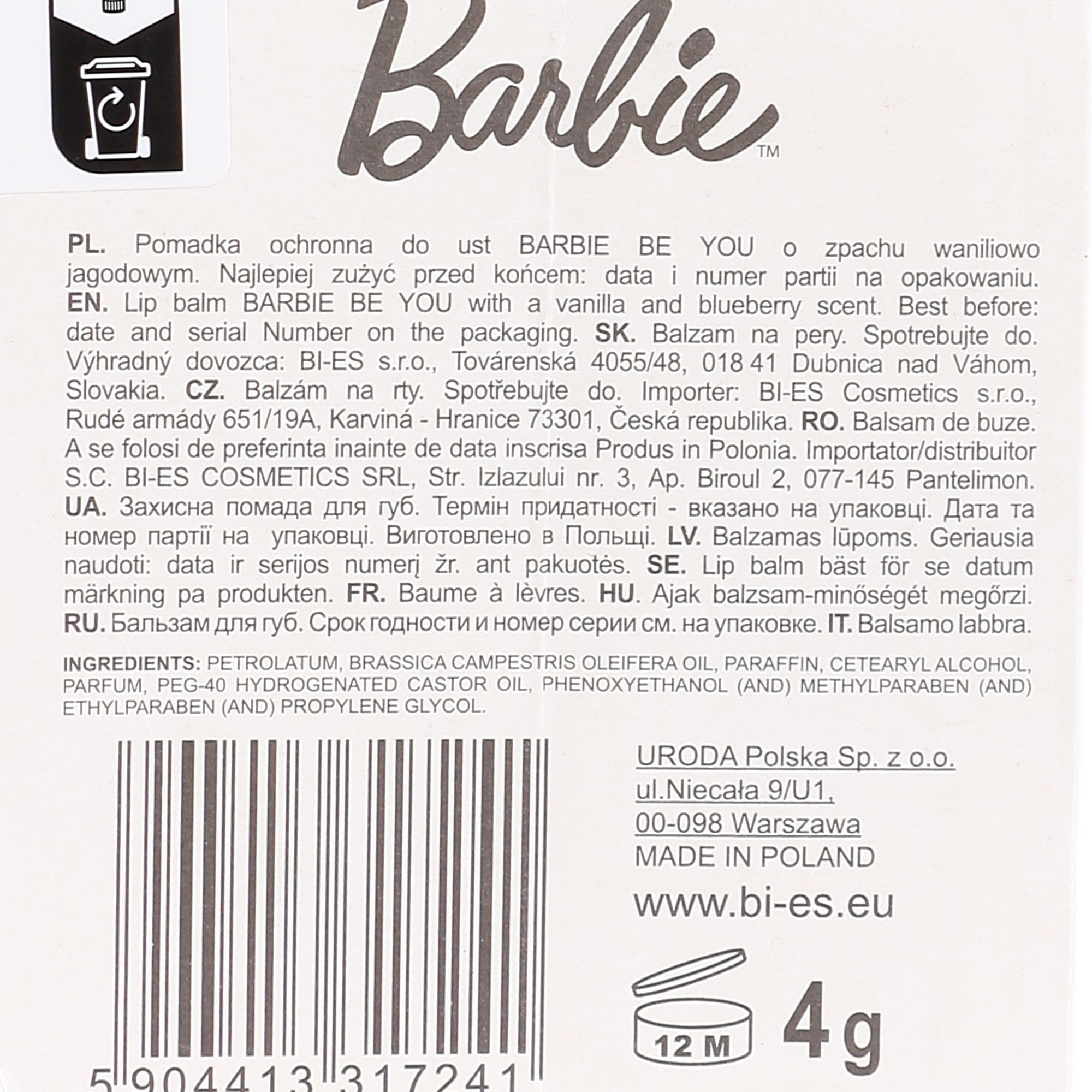 Barbie Be You Baume à lèvres vanille