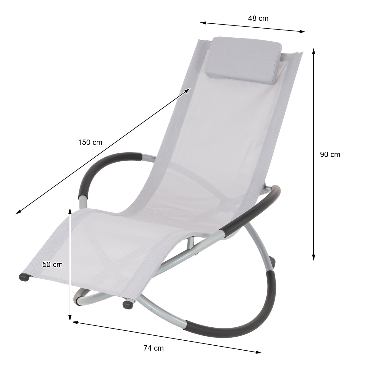 ECD Sport chaise longue balancelle gris clair 155 cm