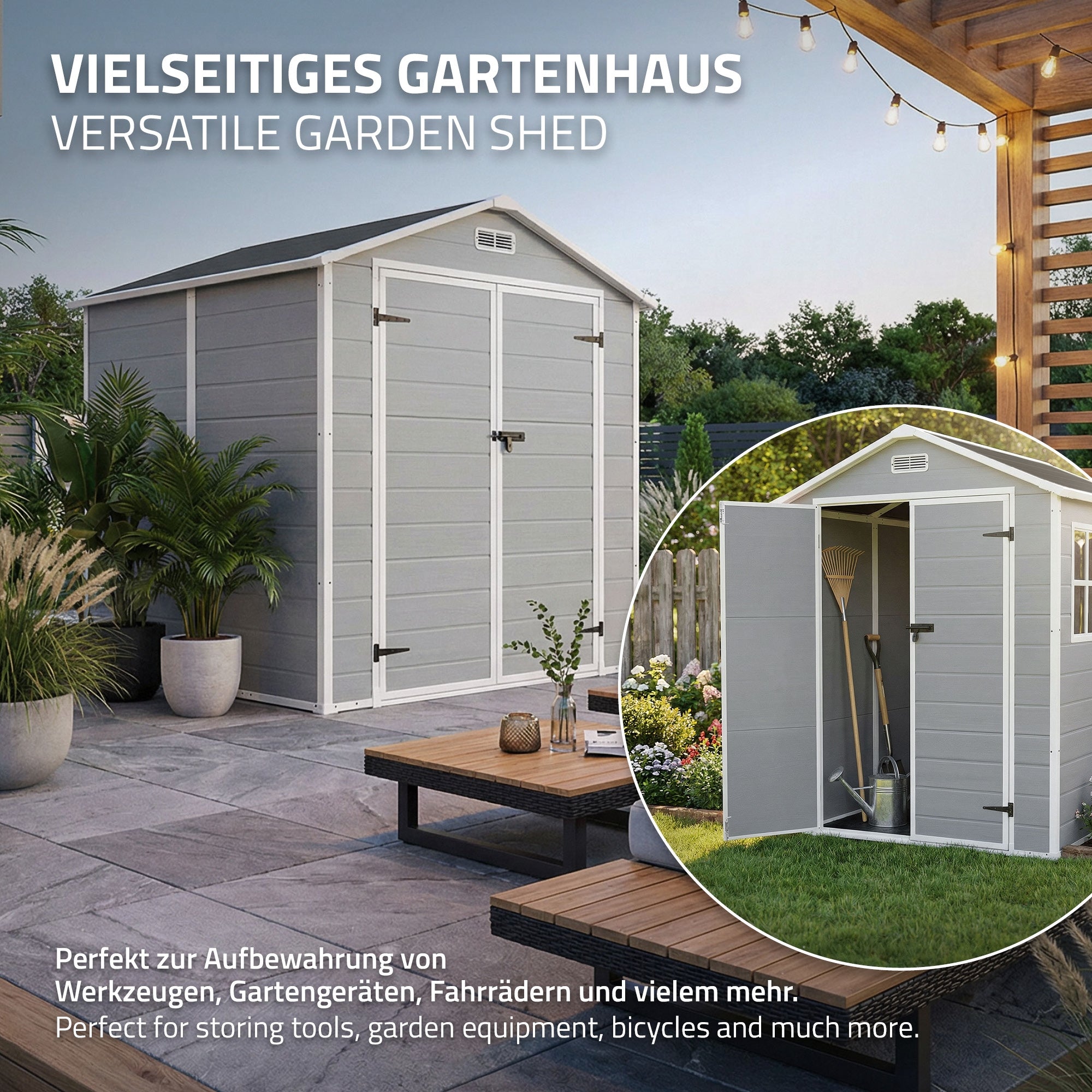 ECD Germany Garten Abri de jardin gris clair 5 m³ plastique