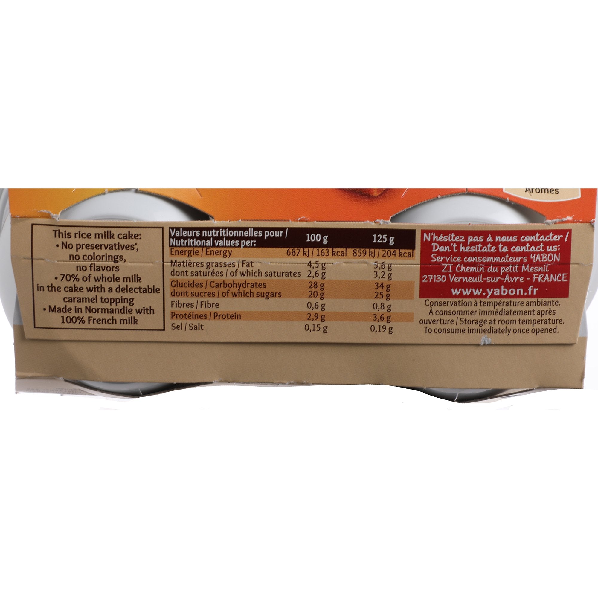 Yabon gâteau de riz nappage caramel lait français