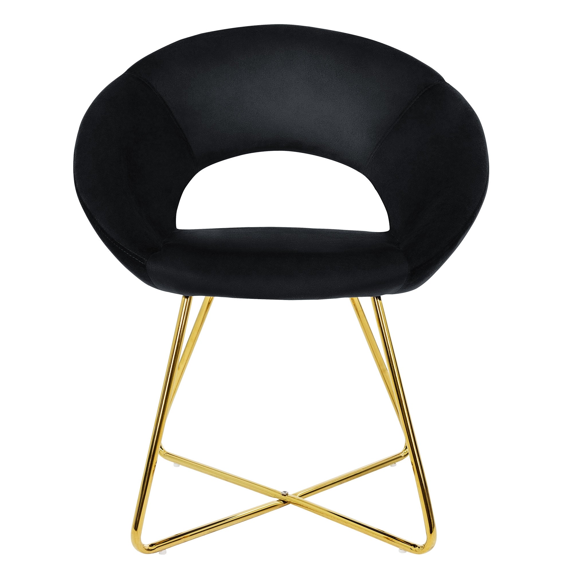 ECD Germany Möbel chaise velours dossier rond pied doré bleu
