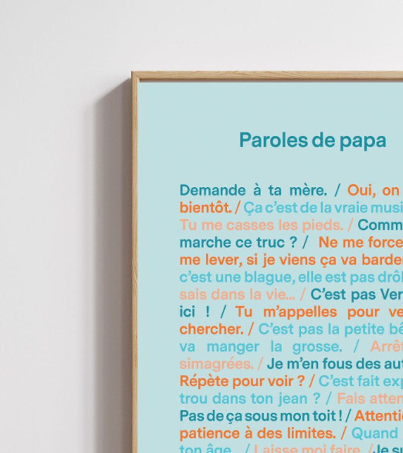 L'avant gardiste Déco murale Poster Paroles de papa affiche humour