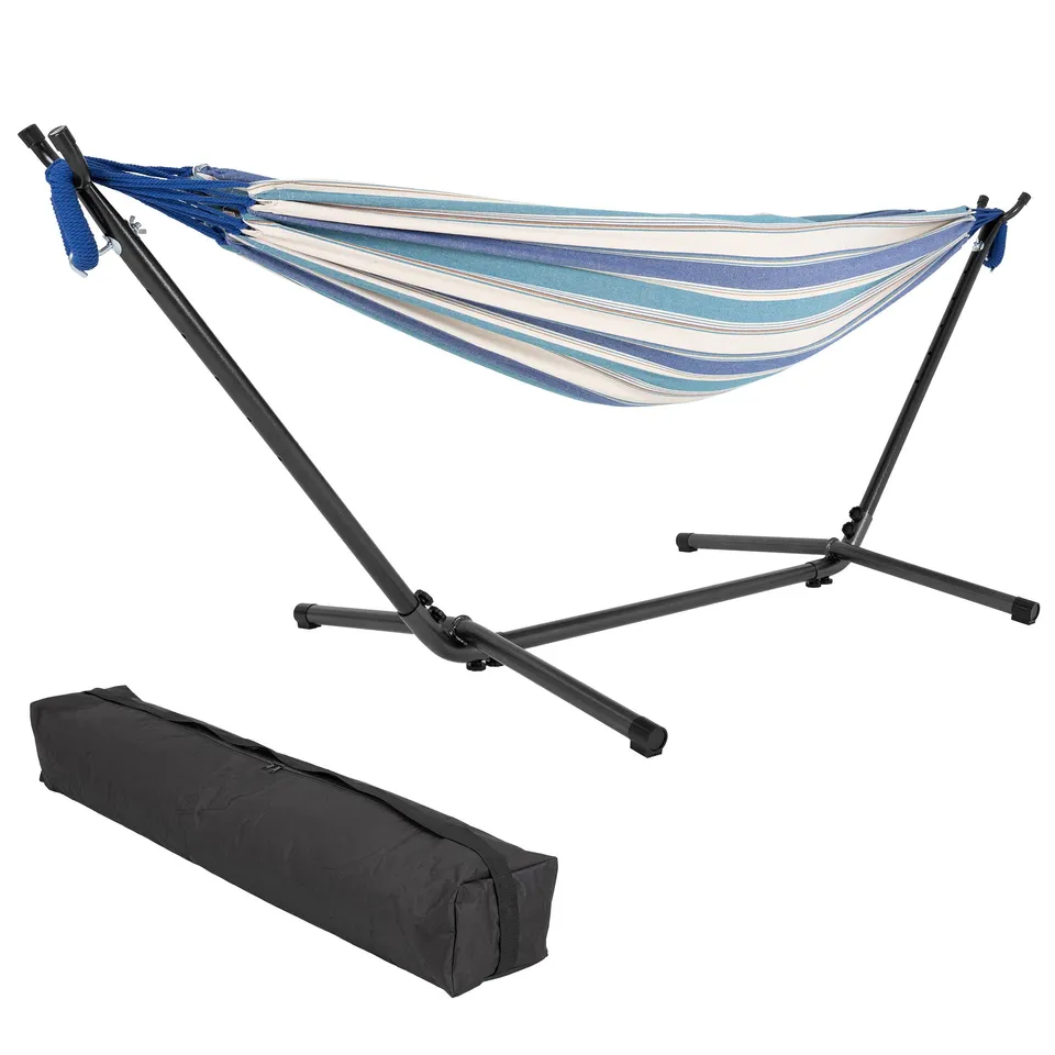 ECD Germany Sport Freizeit hamac XXL sur pied bleu blanc 275 cm