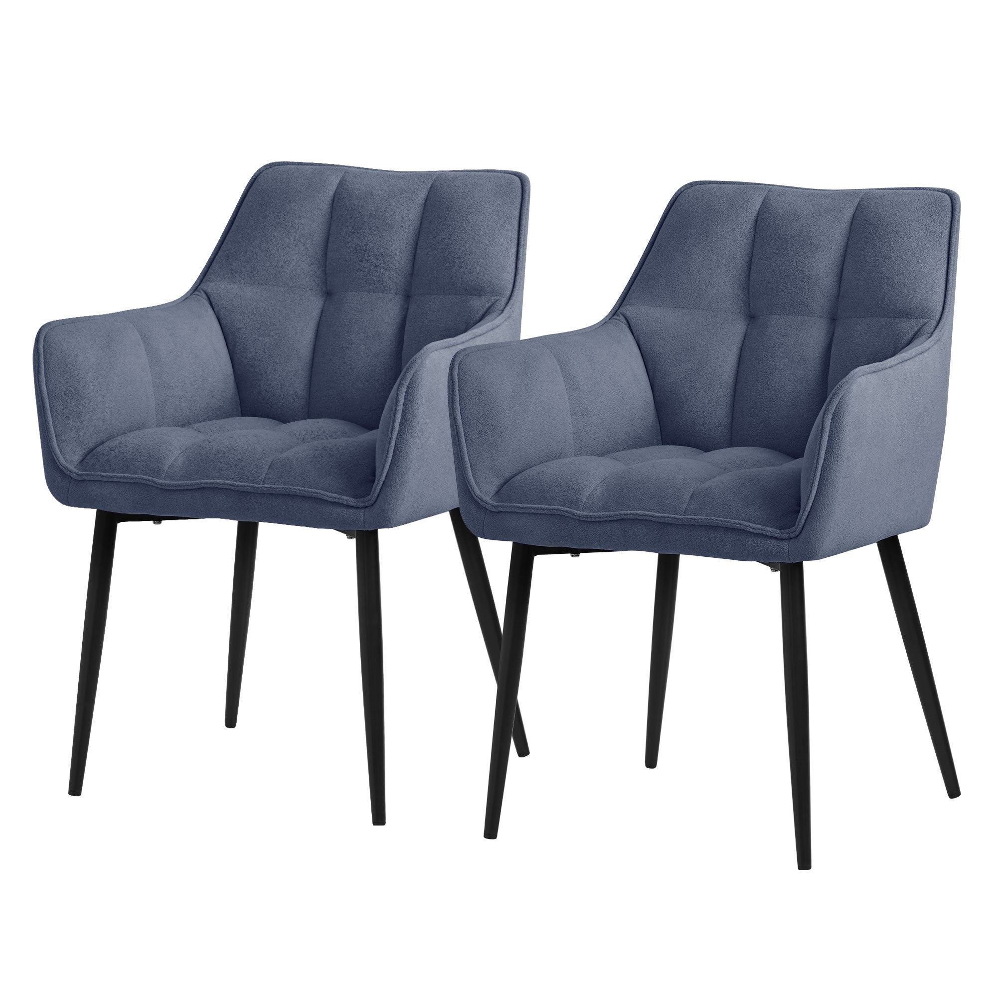 ECD Germany Meuble chaise salle à manger bouclé bleu lot de 2