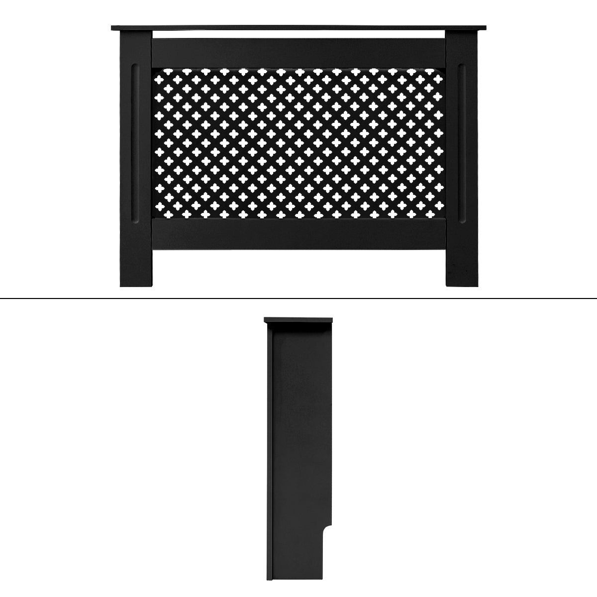 ECD Germany cache radiateur MDF noir 112x19x82 cm losange