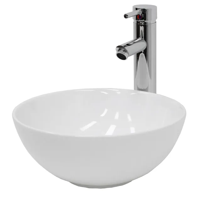 ECD Germany LuxeBath vasque ronde blanche 32 cm avec bonde