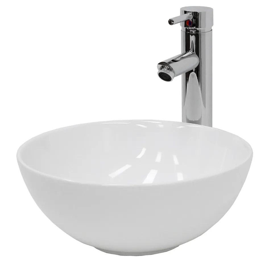 ECD Germany LuxeBath vasque ronde blanche 32 cm avec bonde