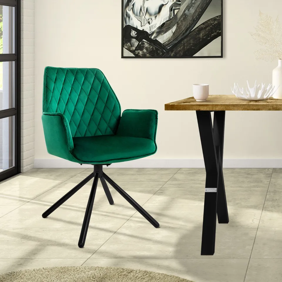 ECD Möbel ML-Design chaise pivotante vert foncé velours