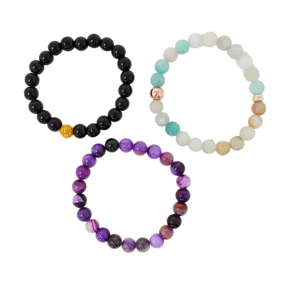 Shop-Story Lifestyle pack 3 bracelets pierres agate onyx