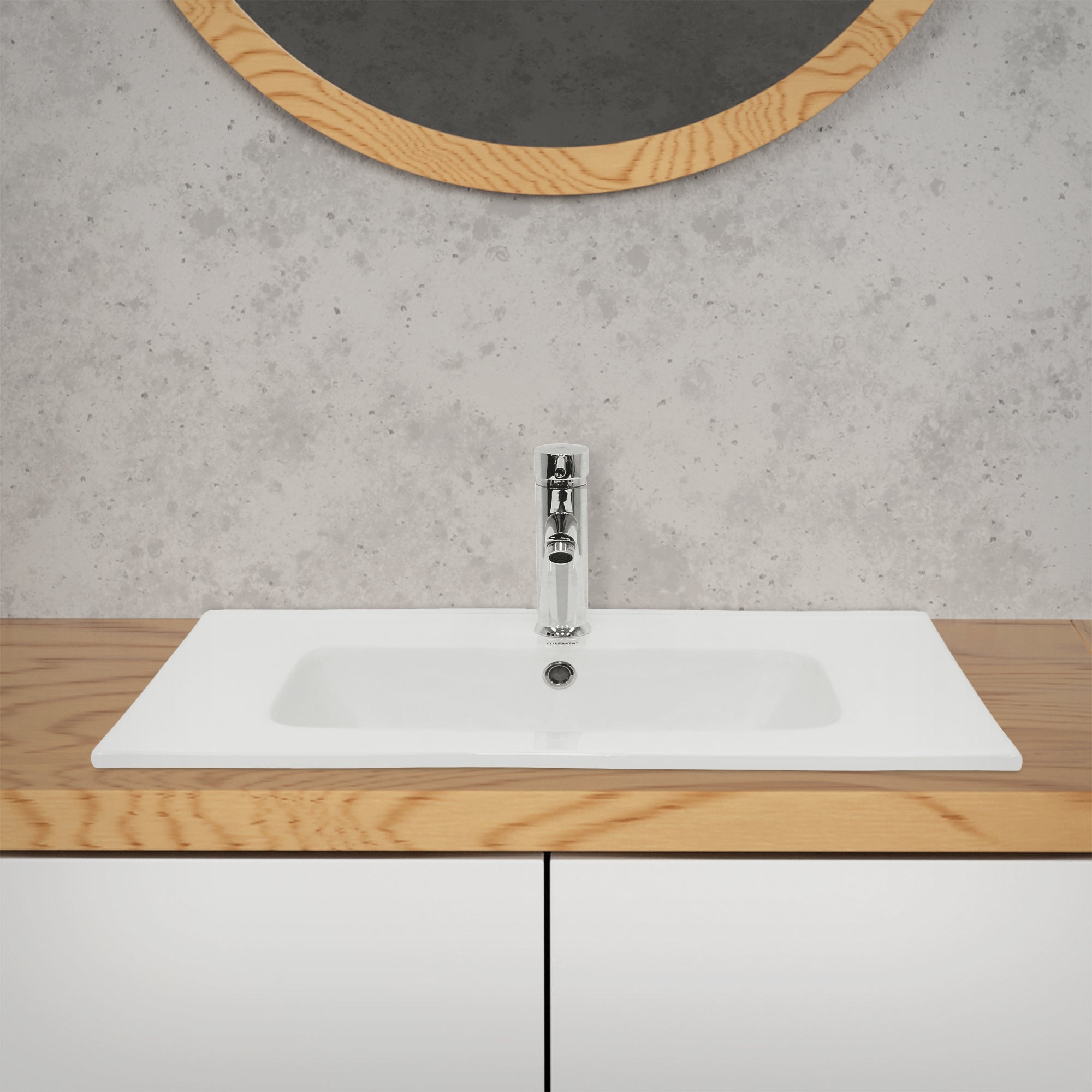 ECD Germany Sanitär lavabo encastrable 71x46 blanc céramique avec bonde
