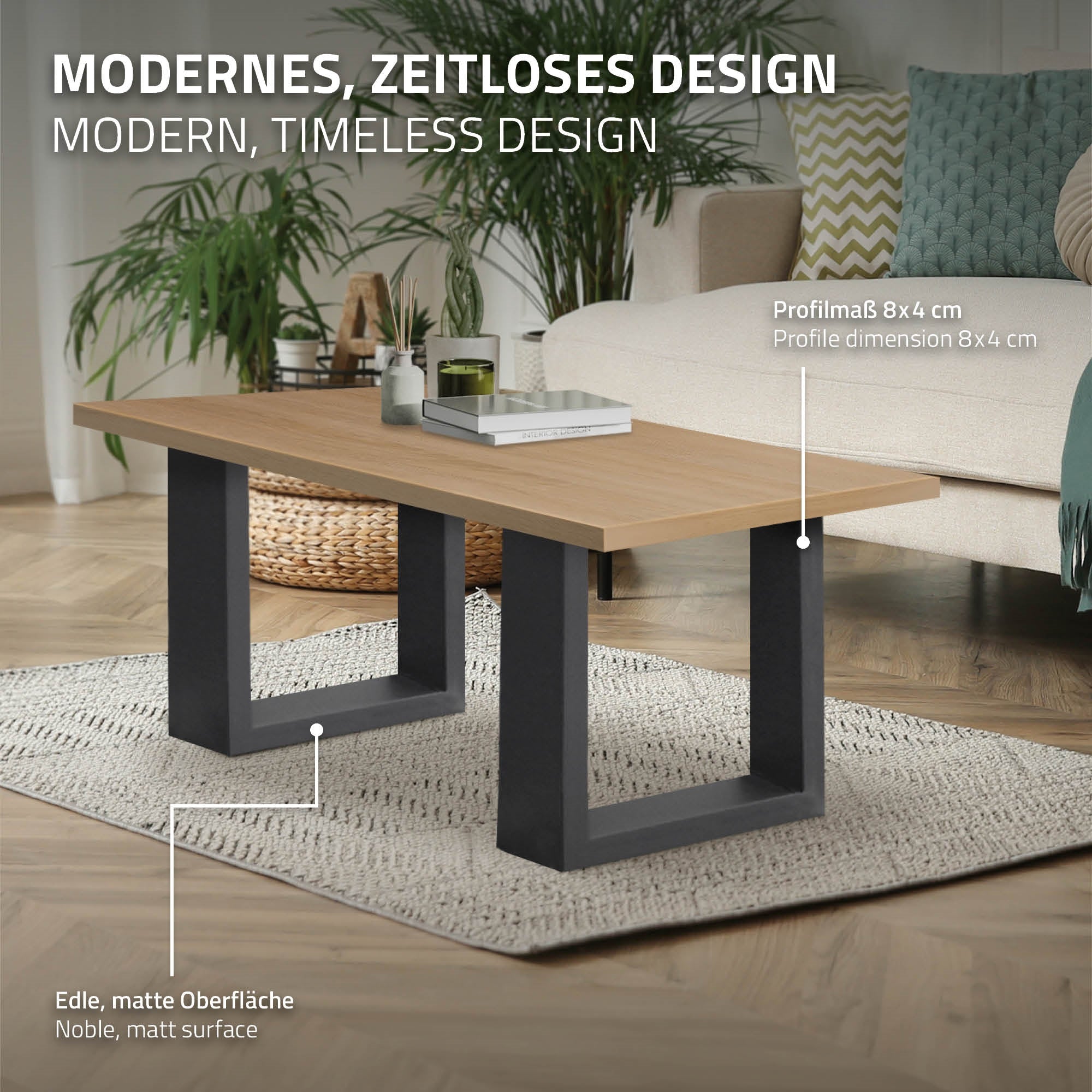 ECD Germany Garten pieds de table acier anthracite 40x43 cm lot 2