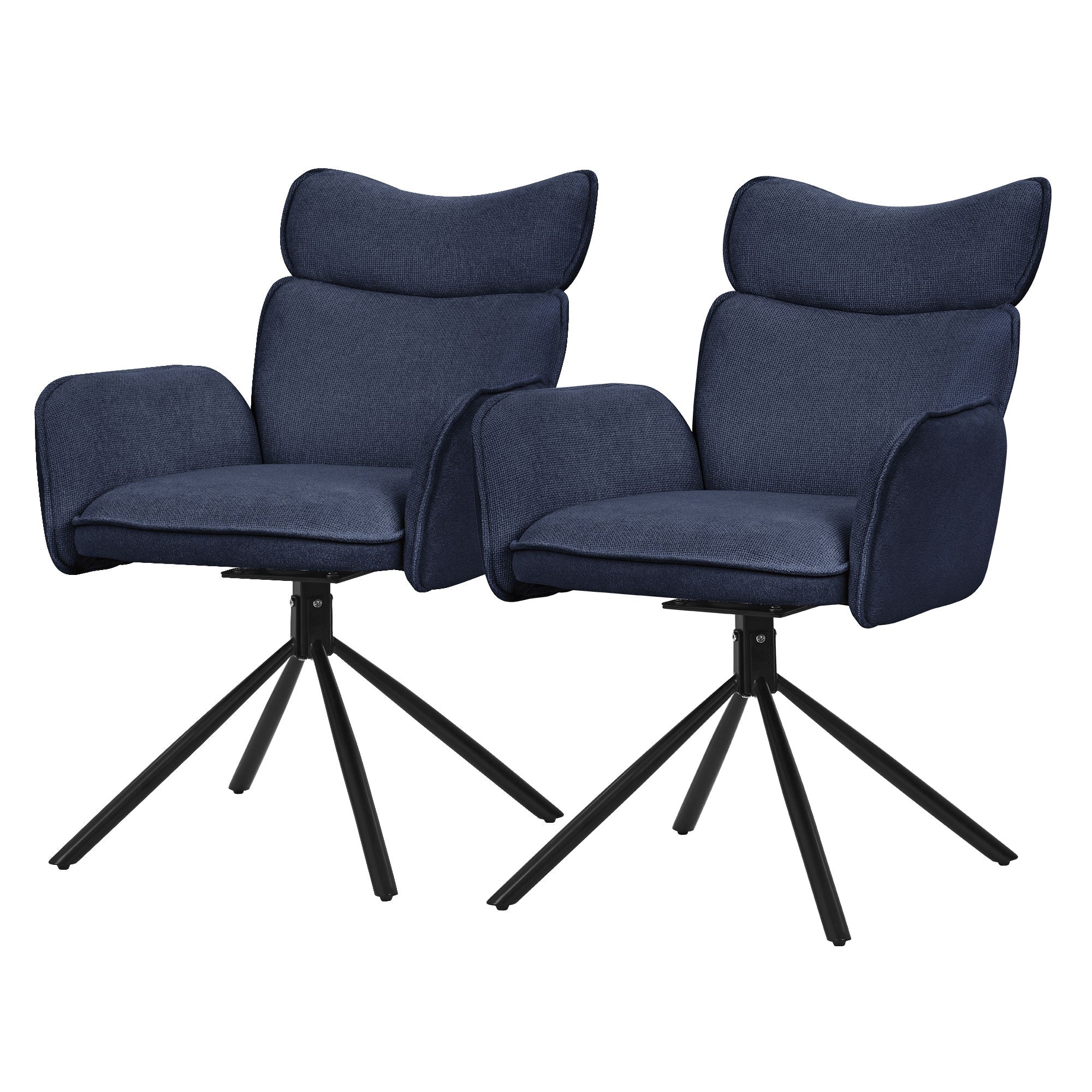 ECD Germany Möbel chaises pivotantes bleu foncé lot 2 tissu