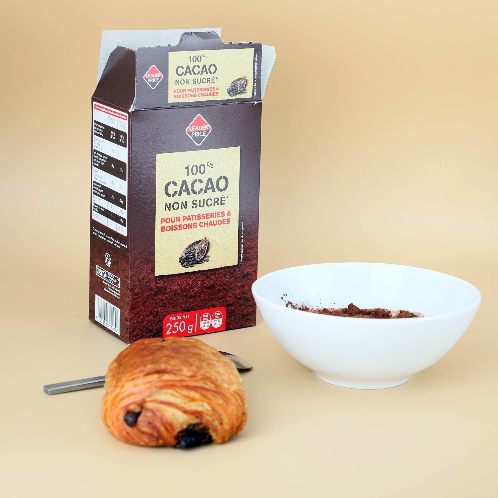 Leader Price Petit-déjeuner cacao non sucré 250g lot de 6 boîtes