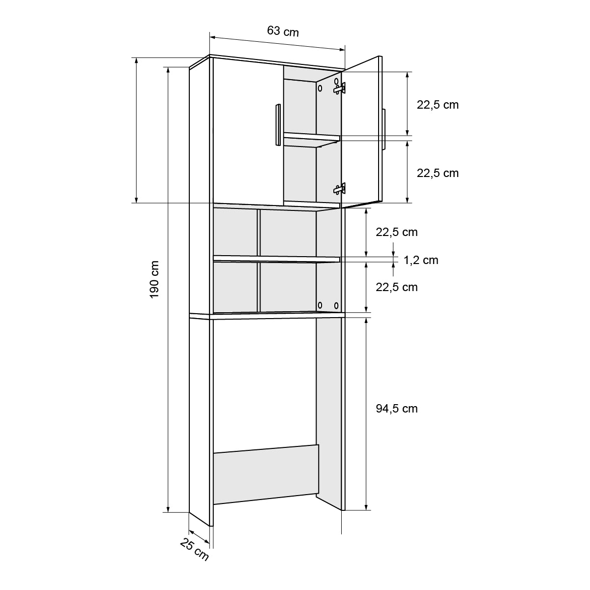 ECD Germany Möbel ensemble salle de bain 4 pièces blanc bois moderne