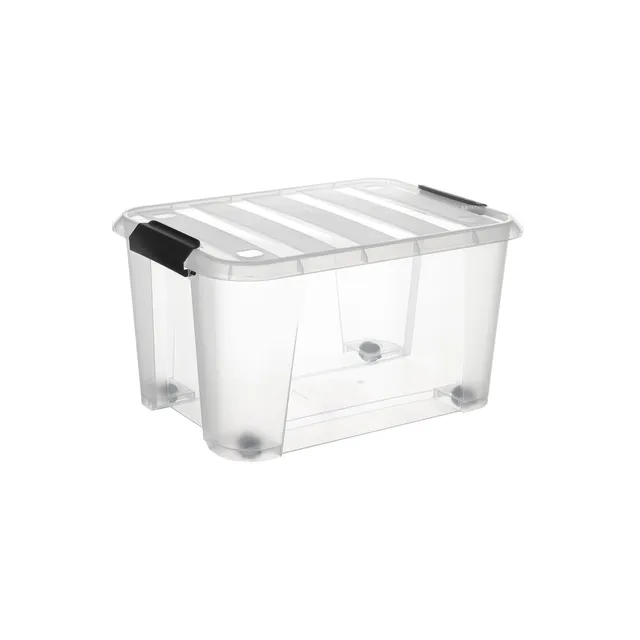 Stokomani Maison boîte rangement roulettes 32L clips