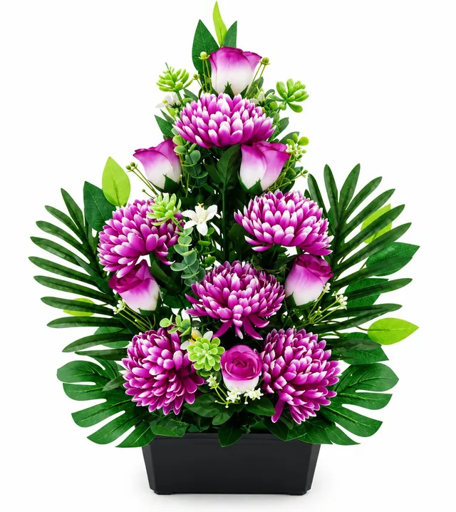 Stokomani Maison Jardinière artificielle 56 cm chrysanthème
