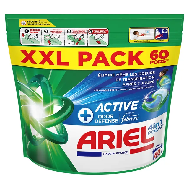Ariel 4 en 1 capsules lessive 60 capsules XXL anti-taches