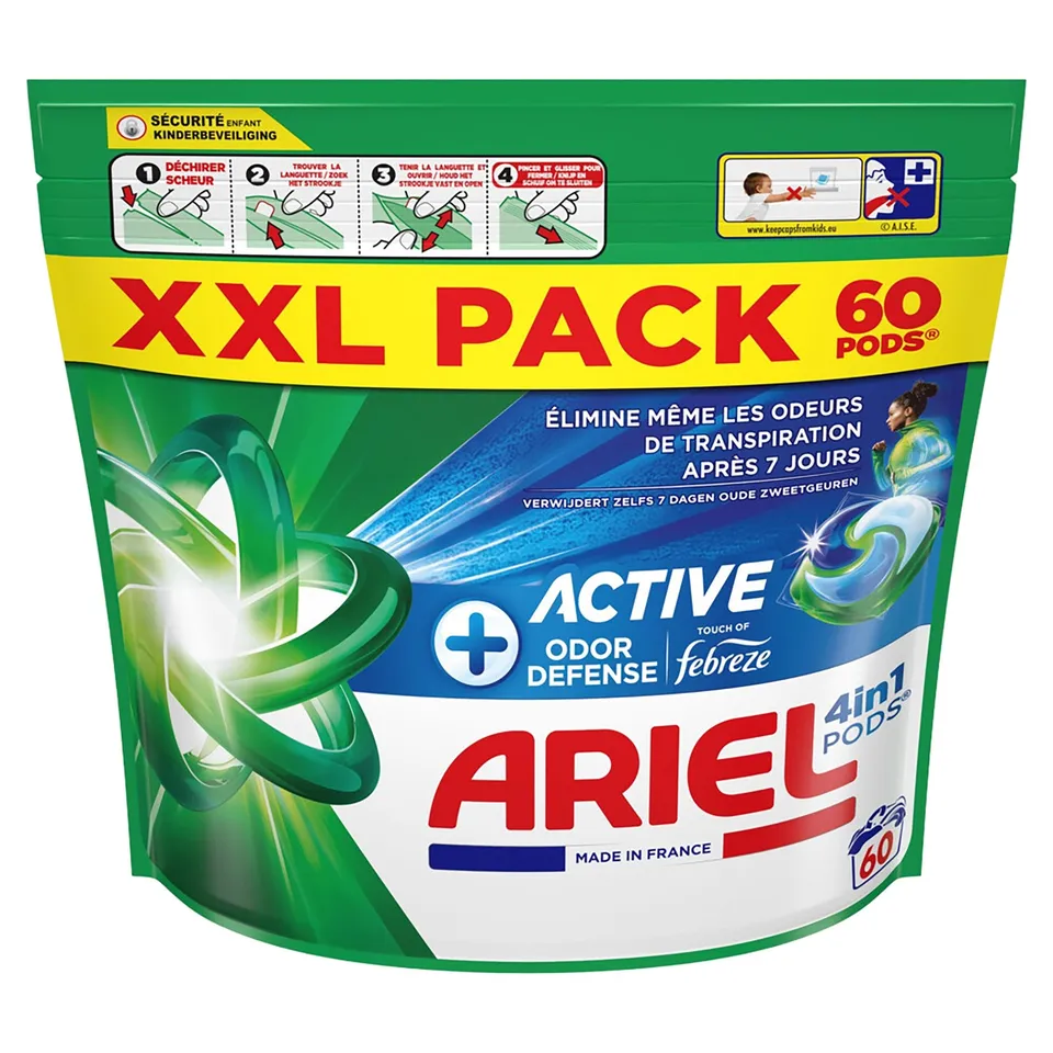 Ariel 4 en 1 capsules lessive 60 capsules XXL anti-taches