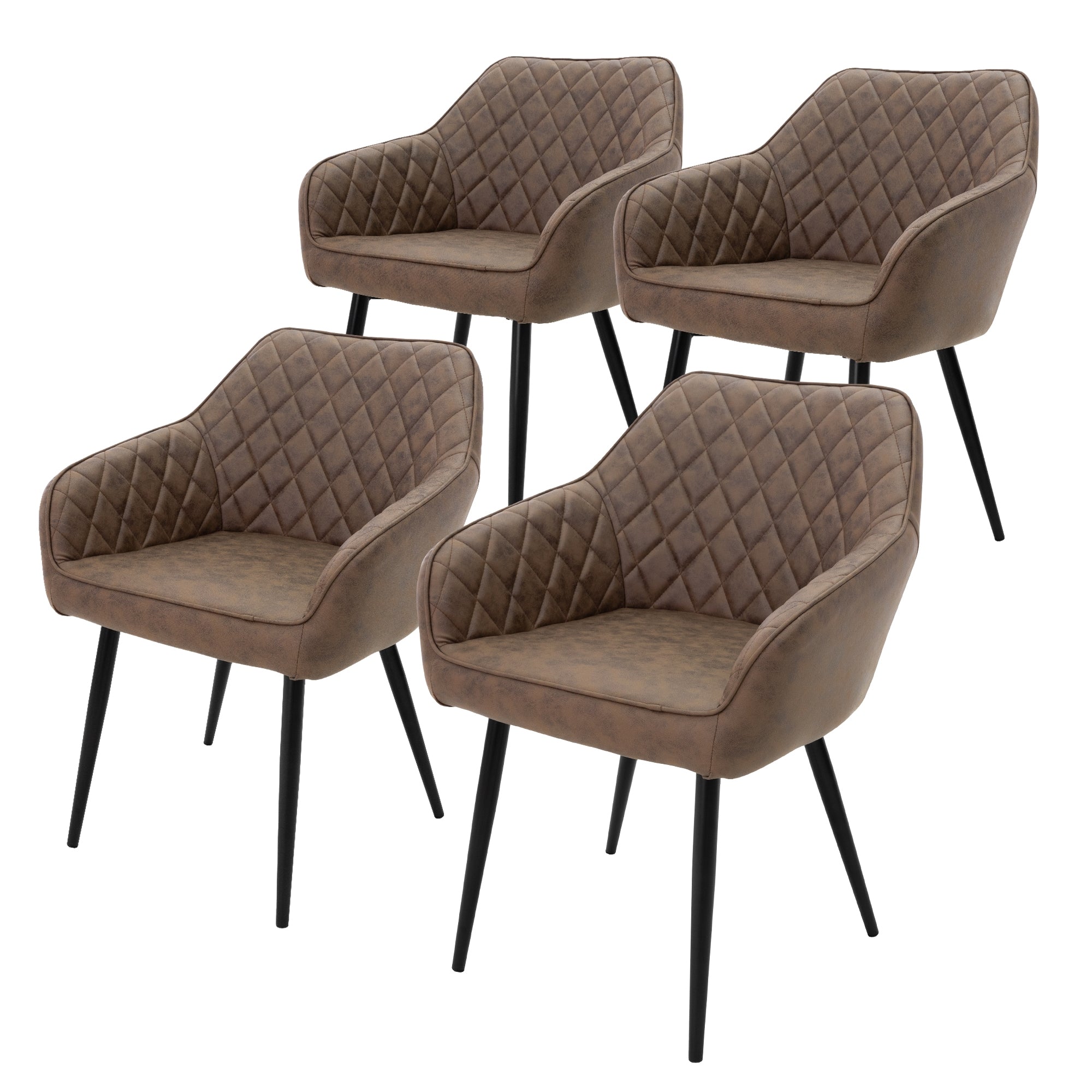 ECD Germany Möbel chaise salle à manger marron similicuir lot de 4