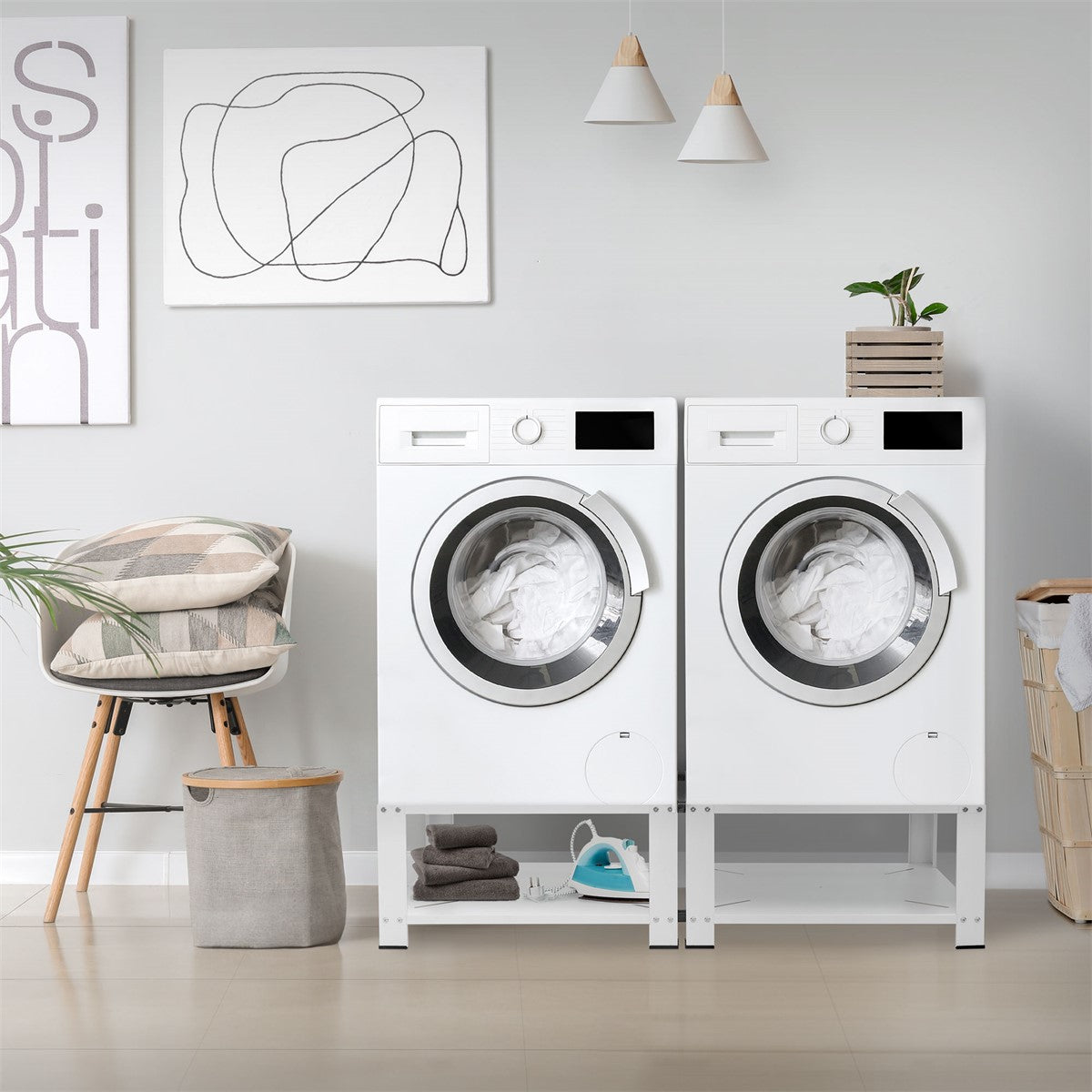 ECD Germany Möbel ML-Design socle lave-linge acier noir 32 cm