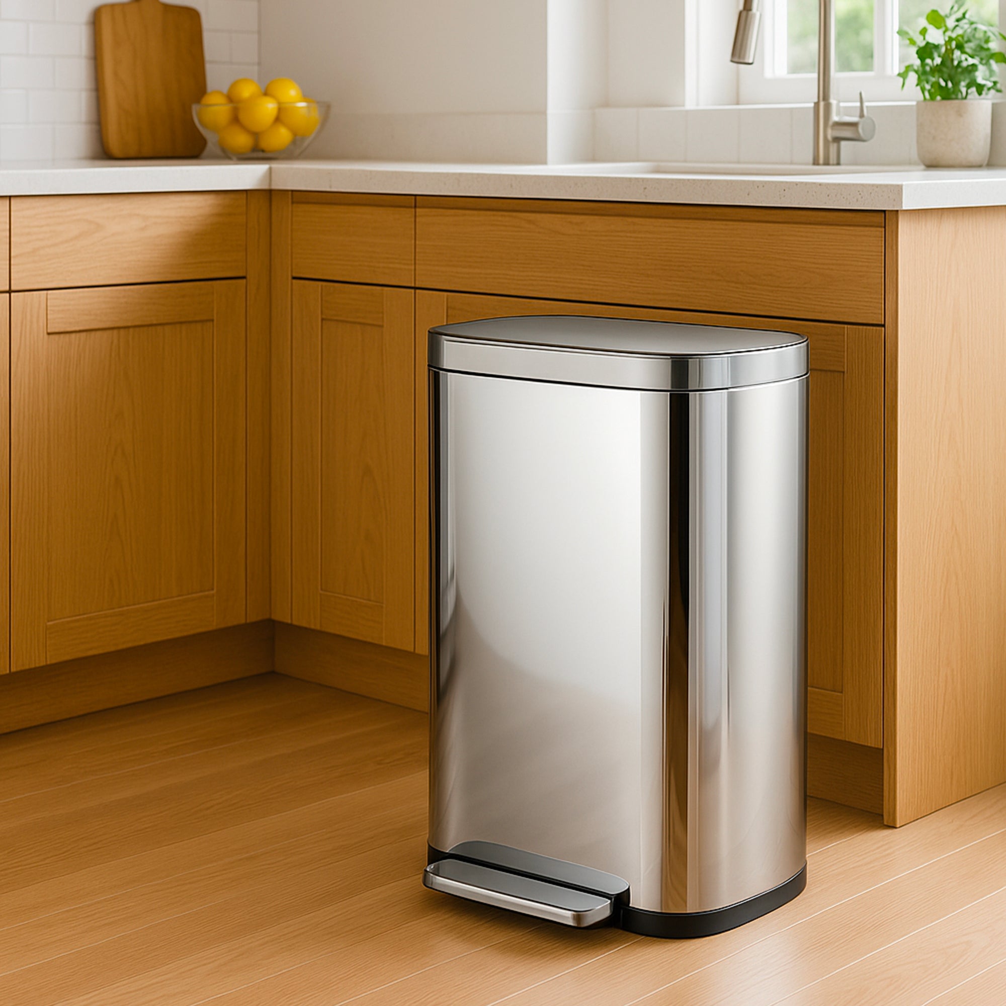 Red Deco Empire poubelle cuisine 60L inox pédale tri