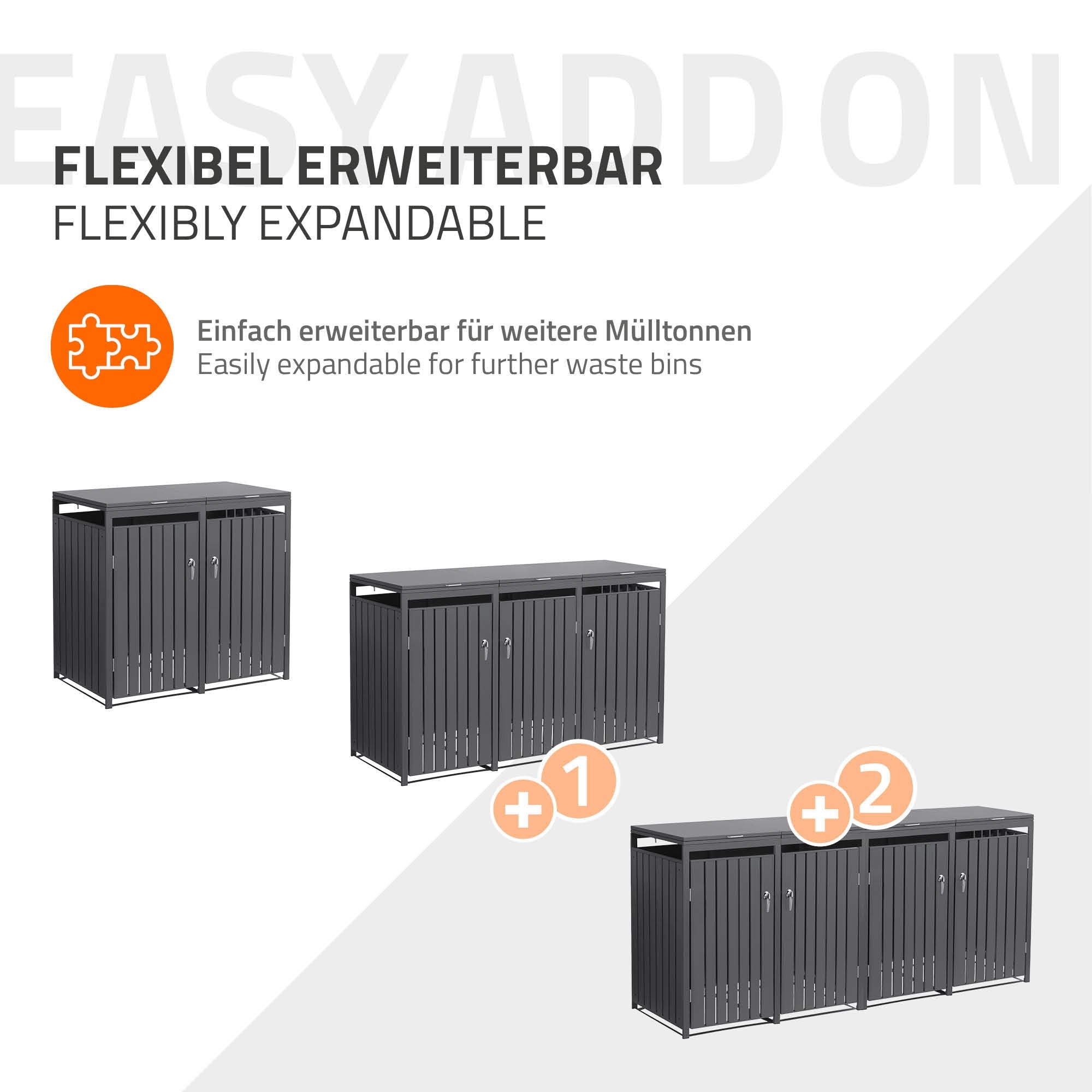 ECD Germany Garten Mülltonnenbox 2er acier cache 240L anthracite