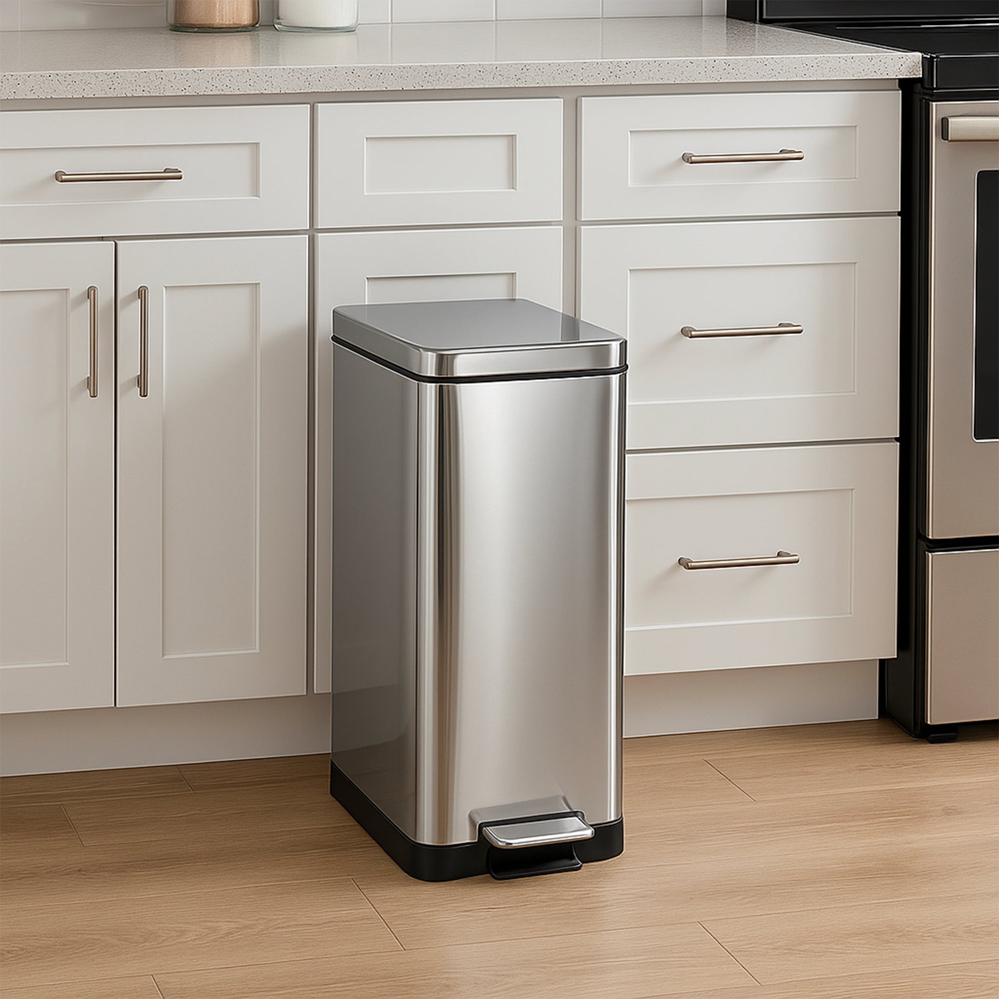 Red Deco Edge 50L poubelle tri sélectif inox brossé