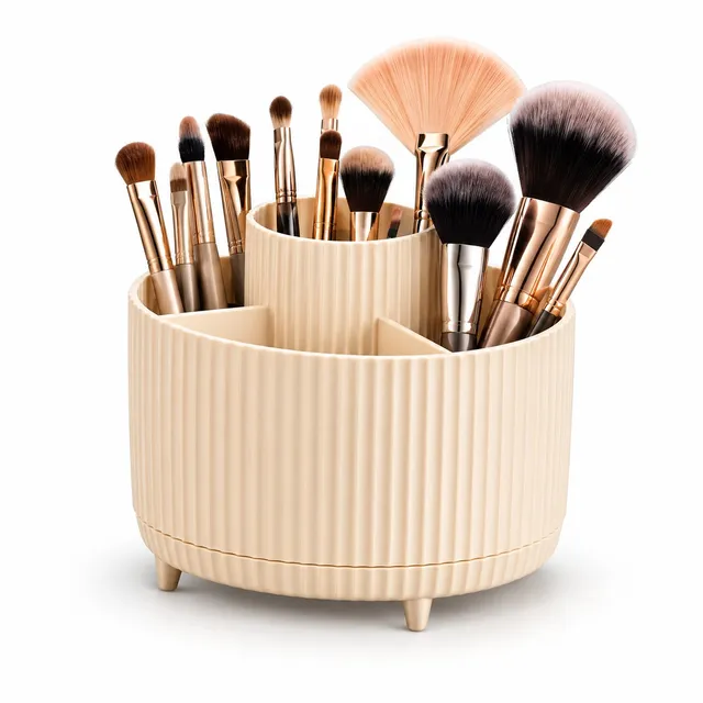 Stokomani Beauté Organisateur Pinceaux Maquillage Beige Strié