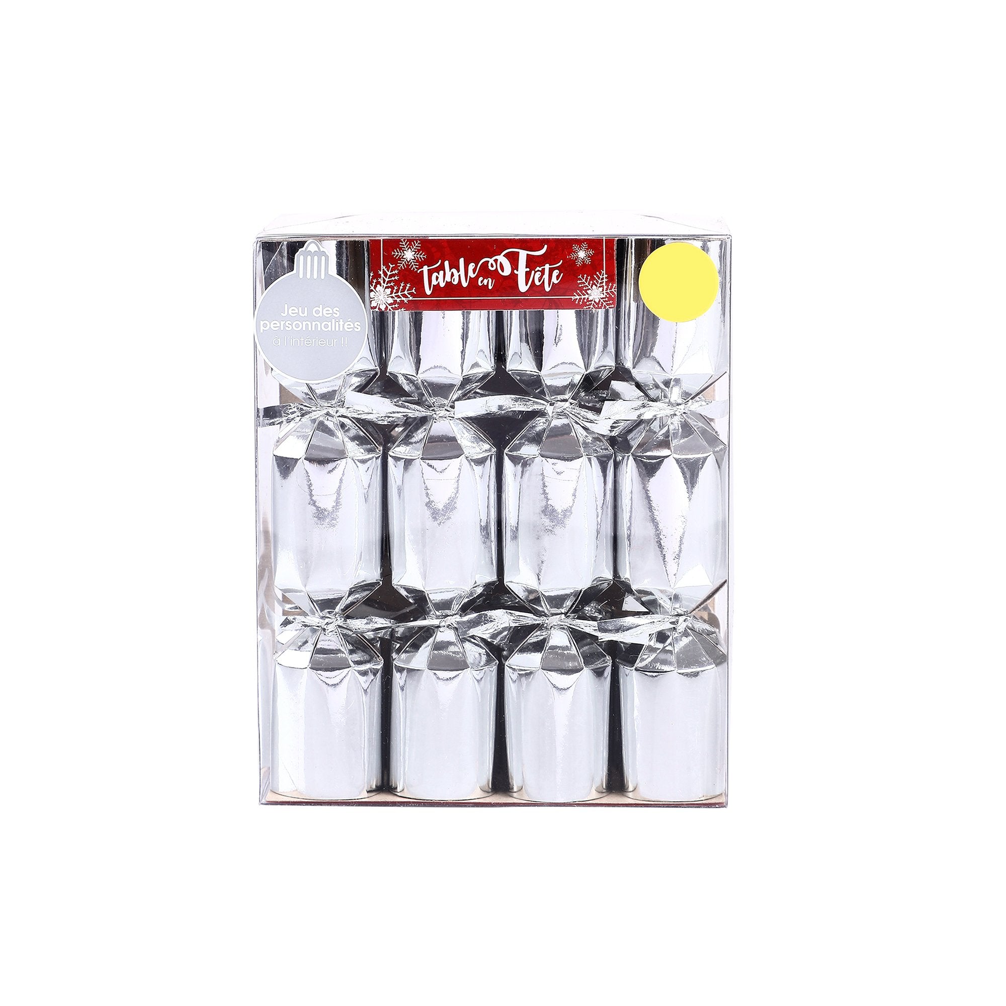 Stokomani Lot 8 Mini Crackers Surprises Noël Argent 12 cm