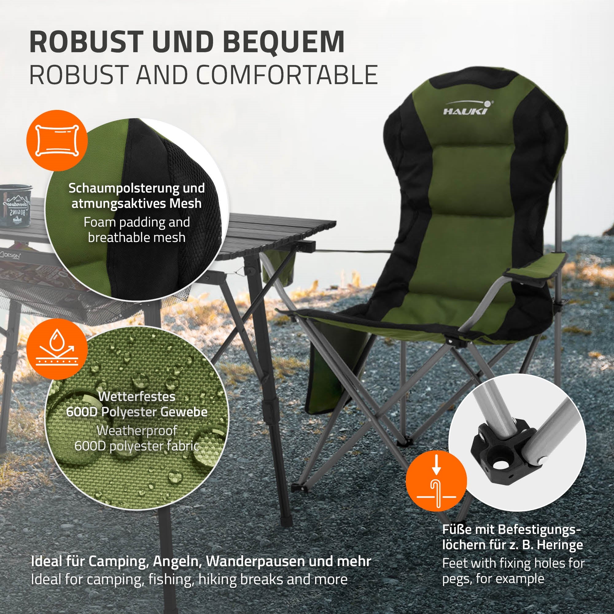 ECD Germany Sport & Freizeit set camping 3 pièces kaki marron