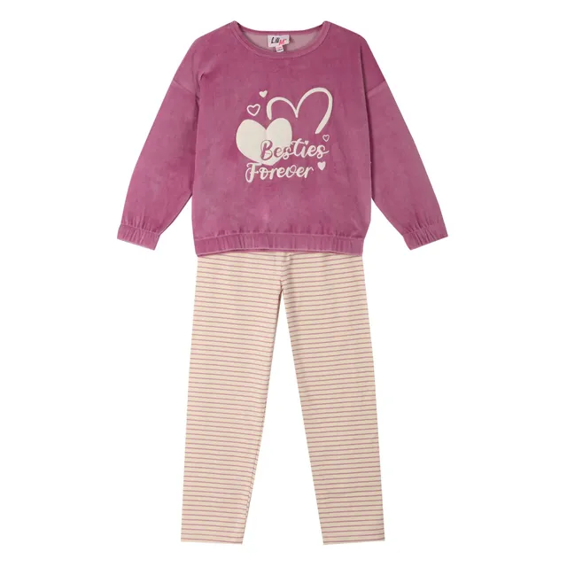 Stokomani Pyjama velours violet enfant nuit 4A-12A