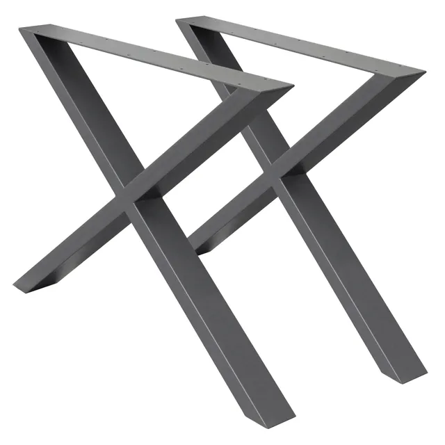ECD Germany Möbel lot 2 pieds table acier X anthracite
