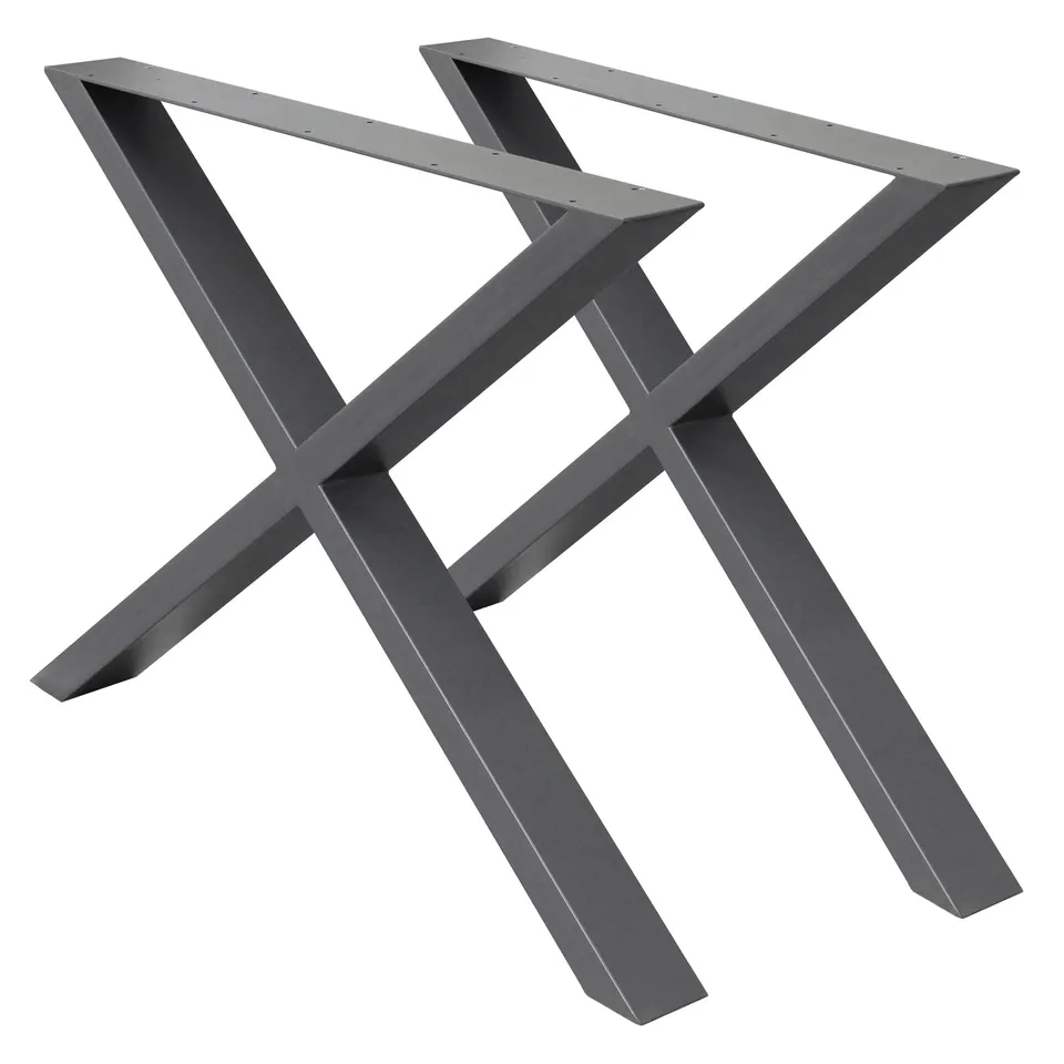 ECD Germany Möbel lot 2 pieds table acier X anthracite