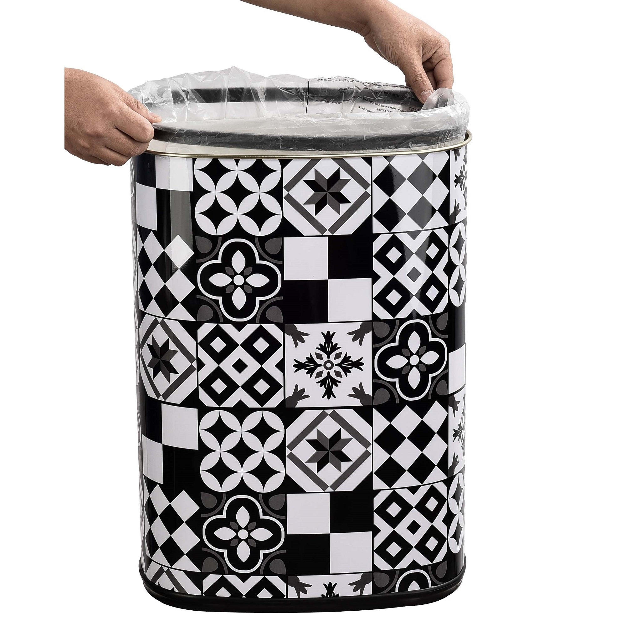 Red Deco Majestic poubelle cuisine auto 58L noir carreaux