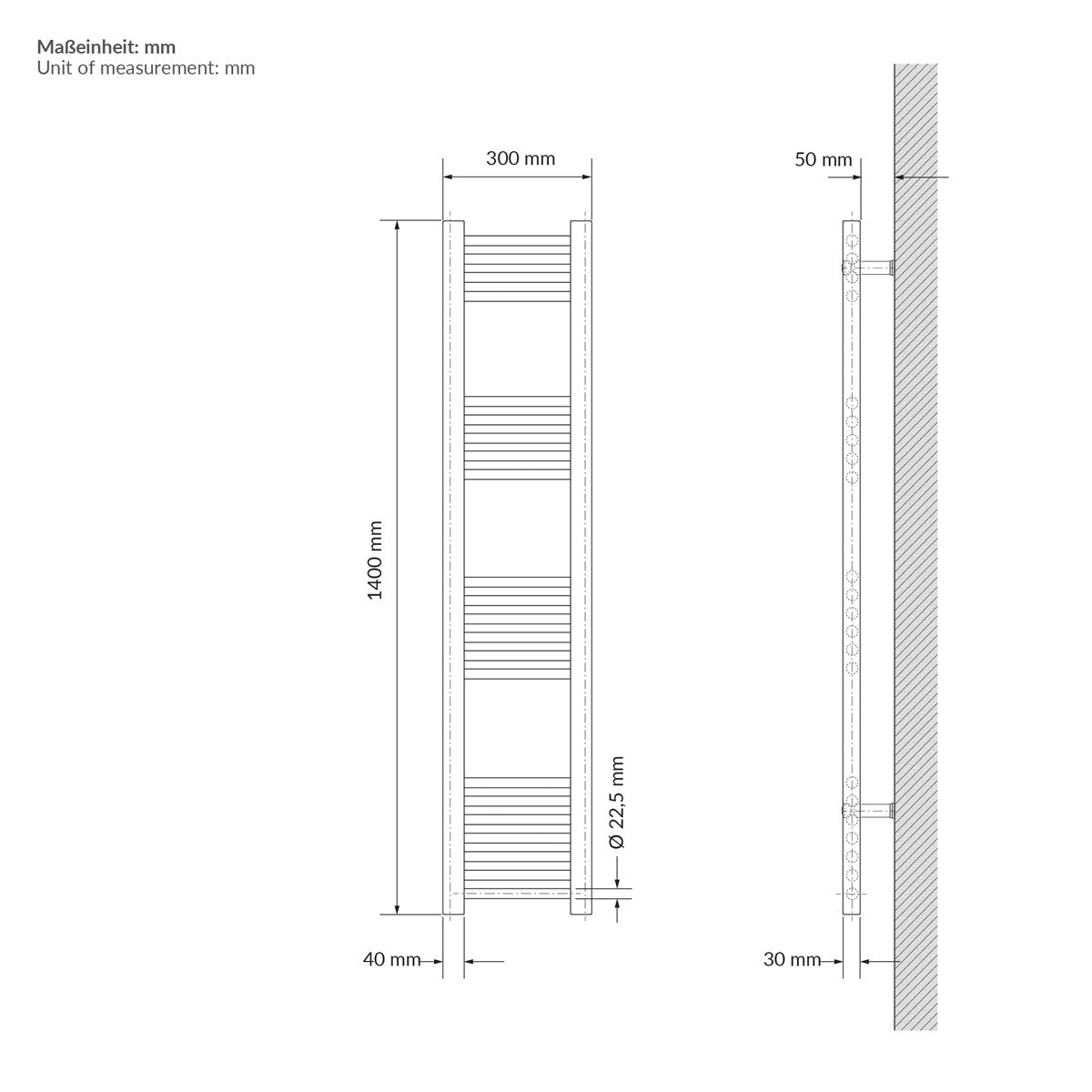 LuxeBath Sahara radiateur sèche-serviettes 300x1400 mm beige
