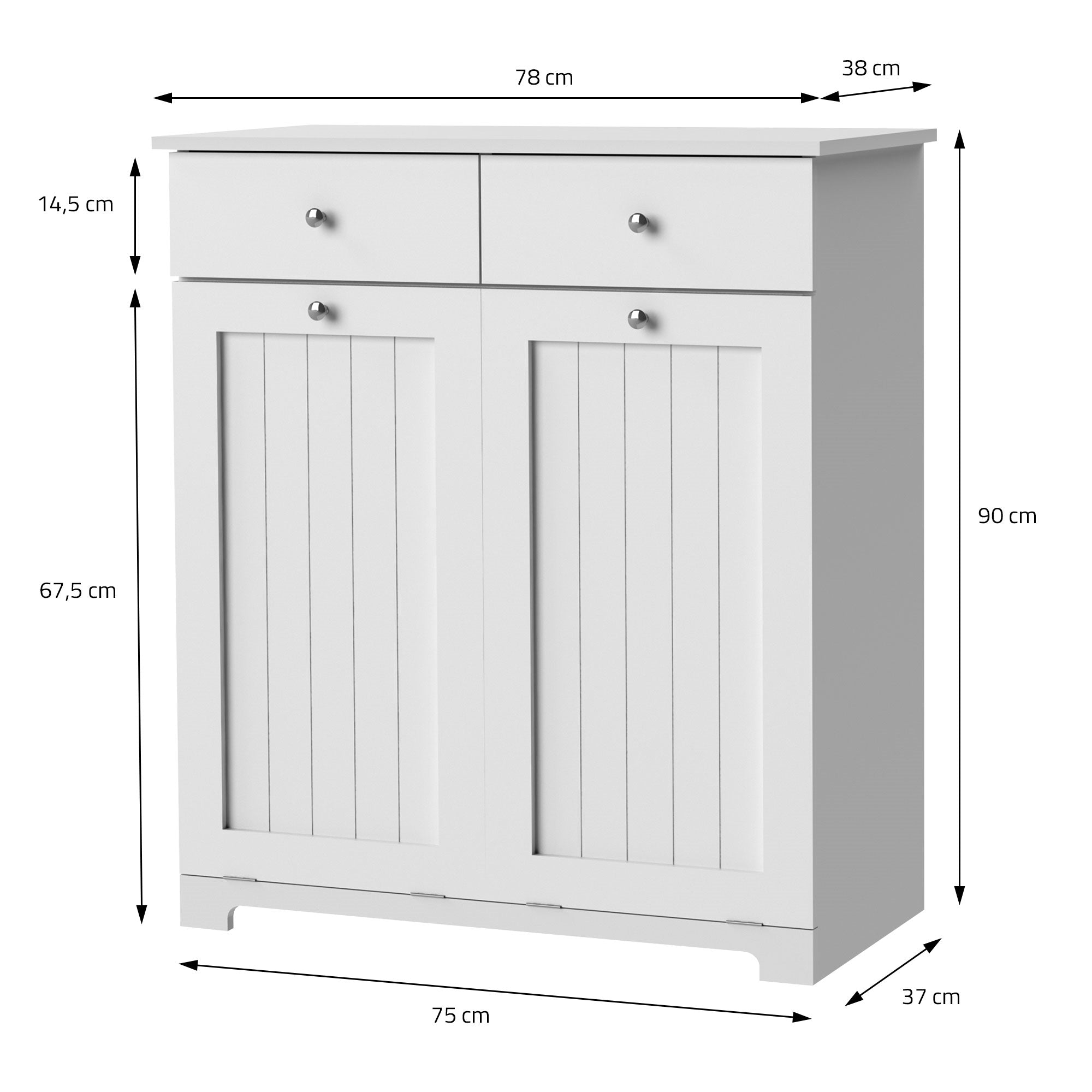 ECD Germany armoire à linge blanche 75x37x90 cm ML-Design