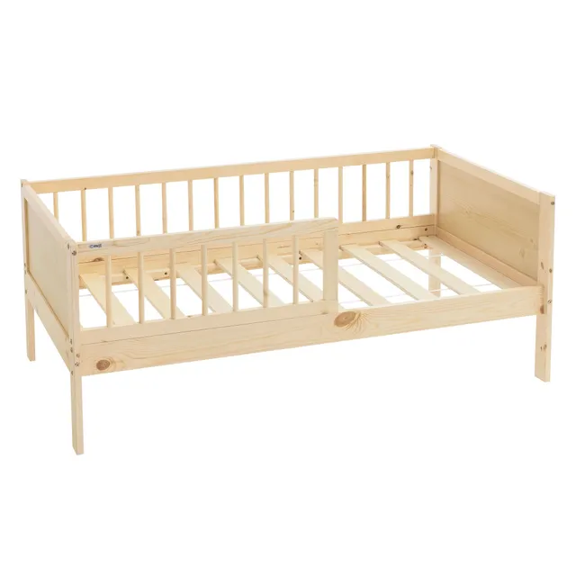 ECD Kinder lit enfant 70x140 naturel barrière sans matelas