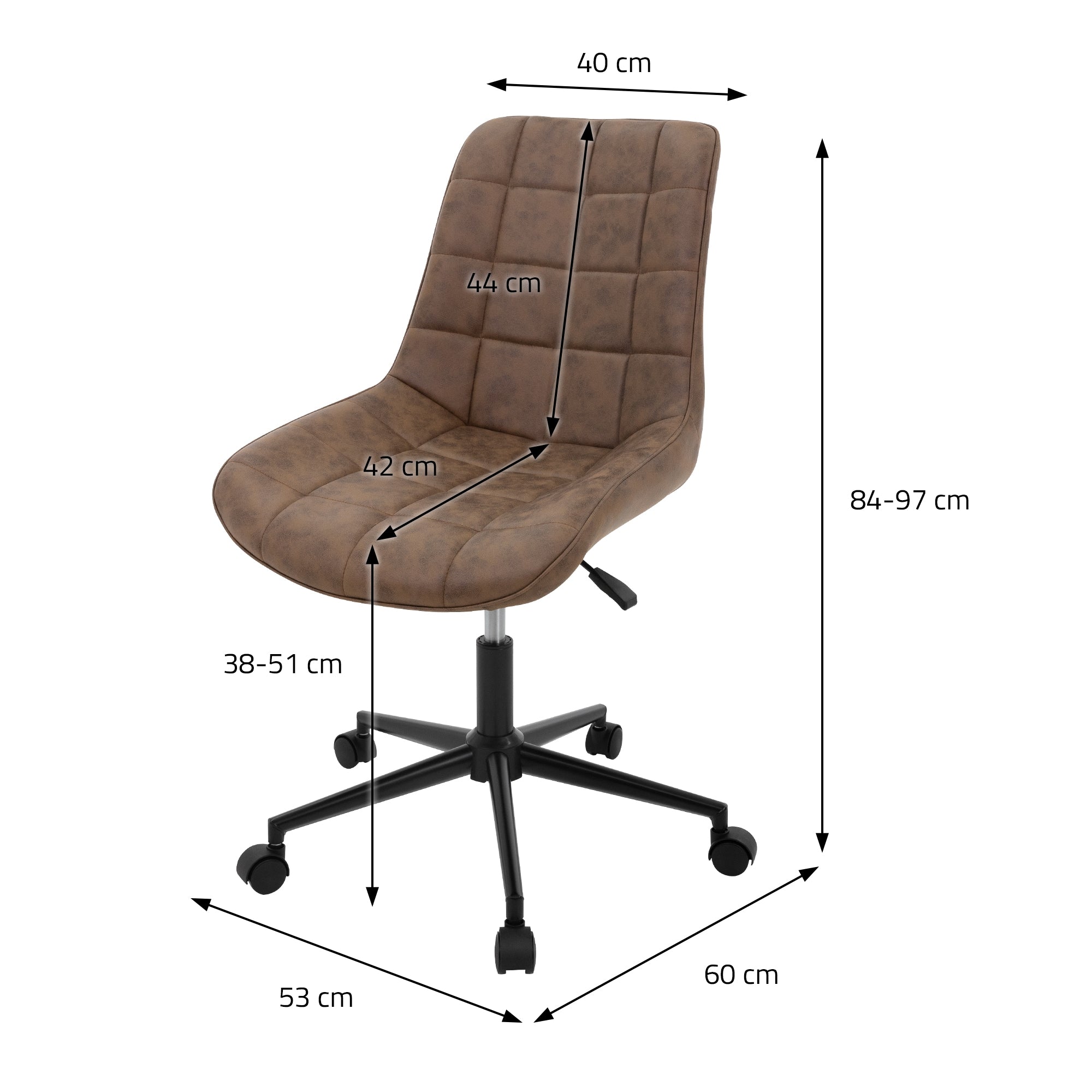 ML-Design Chaise bureau à roulettes marron simili cuir