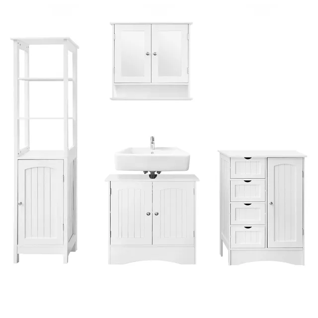 ECD Germany Möbel meubles salle de bain blanc 4 pcs ML-Design