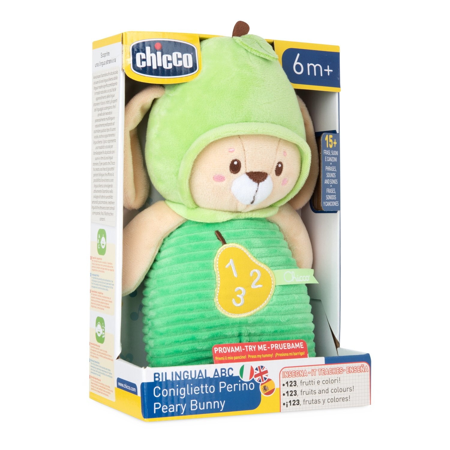 Stokomani Peary le lapin bilingue peluche interactive 0-24 mois