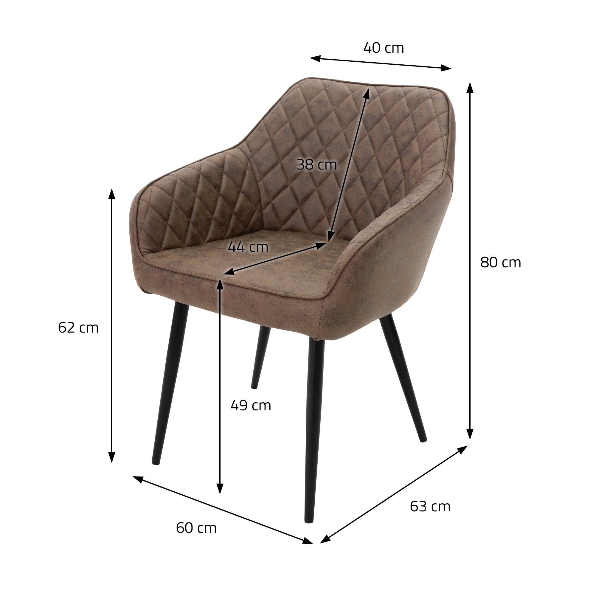 ECD Germany Möbel Chaise Salle à Manger Marron Lot 6 Rauten