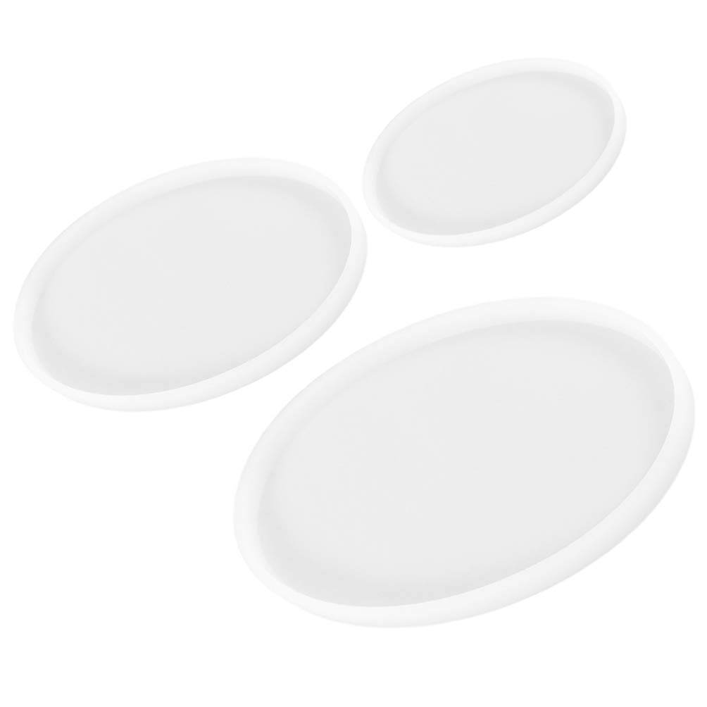 Milisten Art & Crafts Lot 3 Moules silicone ovales blanc