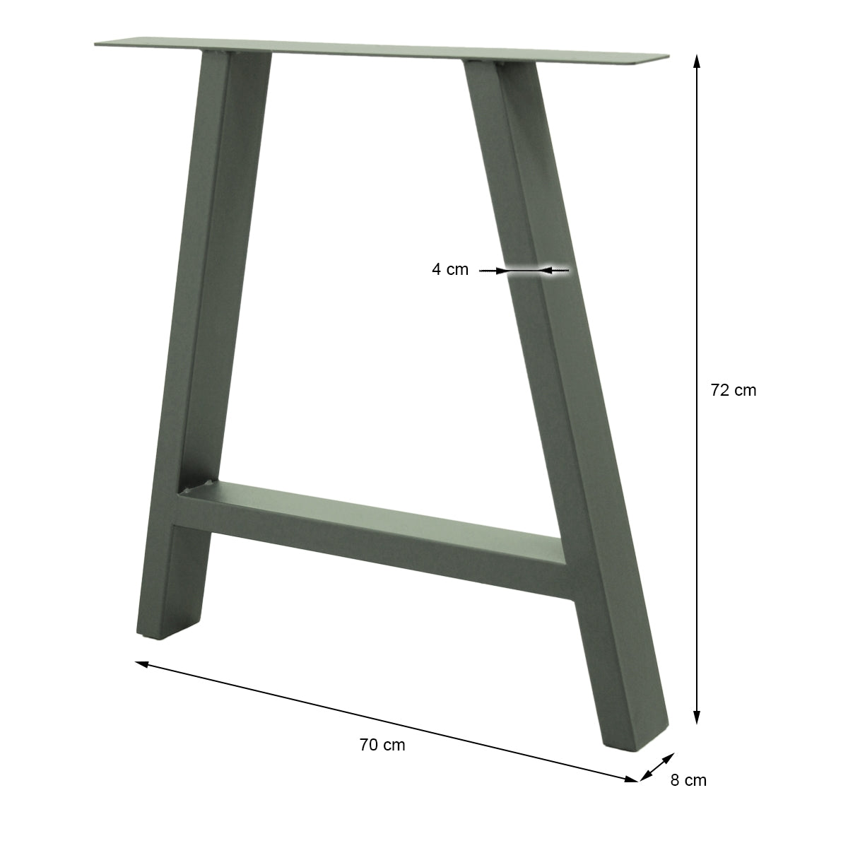 ECD Germany Möbel 2 Pieds Table Acier Gris Pierre 70x72 cm
